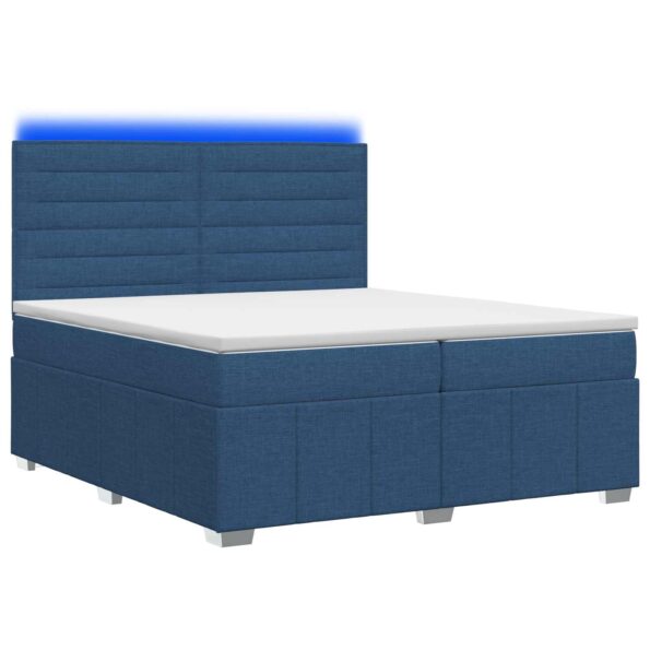 vidaXL LED boxspring posteľ s matracom Modrá 200 x 200 cm Látka – Obrázok 2
