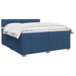 vidaXL LED boxspring posteľ s matracom Modrá 200 x 200 cm Látka – Obrázok 3
