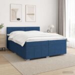 vidaXL LED boxspring posteľ s matracom Modrá 200 x 200 cm Látka – Obrázok 4