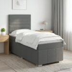 vidaXL LED boxspring posteľ s matracom Tmavosivá 90 x 190 cm Látka – Obrázok 13