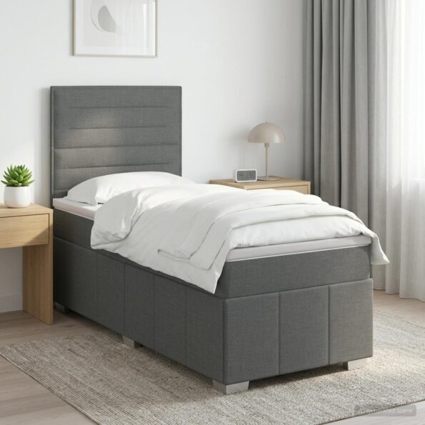 vidaXL LED boxspring posteľ s matracom Tmavosivá 90 x 190 cm Látka – Obrázok 13