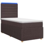 vidaXL LED boxspring posteľ s matracom Tmavohnedá 80 x 200 cm Látka – Obrázok 2