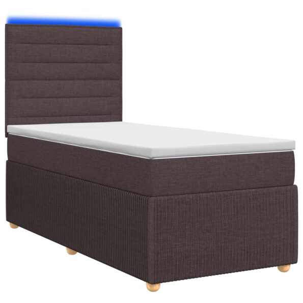 vidaXL LED boxspring posteľ s matracom Tmavohnedá 80 x 200 cm Látka – Obrázok 2