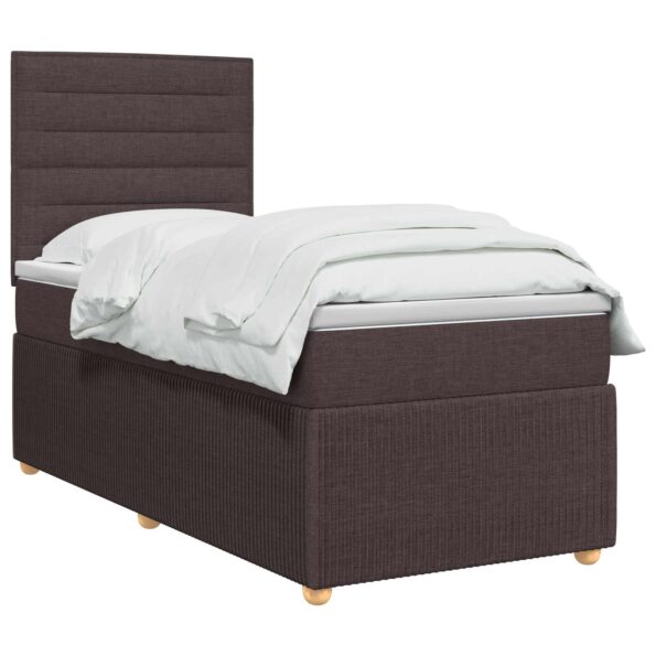 vidaXL LED boxspring posteľ s matracom Tmavohnedá 80 x 200 cm Látka – Obrázok 3