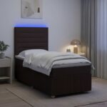 vidaXL LED boxspring posteľ s matracom Tmavohnedá 80 x 200 cm Látka – Obrázok 4