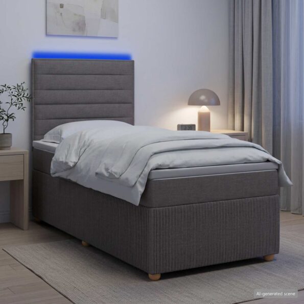 vidaXL LED boxspring posteľ s matracom Sivohnedá 80 x 200 cm Látka – Obrázok 13