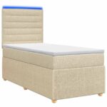 vidaXL LED boxspring posteľ s matracom Krémová 80 x 200 cm Látka – Obrázok 2