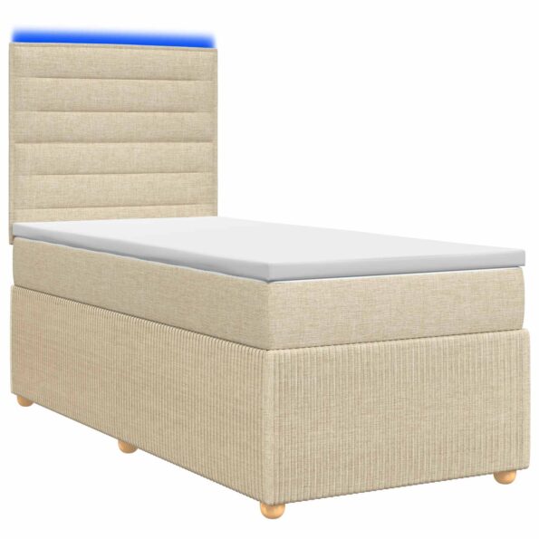 vidaXL LED boxspring posteľ s matracom Krémová 80 x 200 cm Látka – Obrázok 2