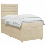 vidaXL LED boxspring posteľ s matracom Krémová 80 x 200 cm Látka – Obrázok 3