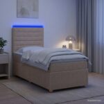vidaXL LED boxspring posteľ s matracom Krémová 80 x 200 cm Látka – Obrázok 4