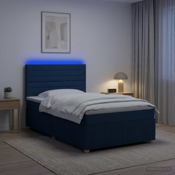 vidaXL LED boxspring posteľ s matracom Modrá 80 x 200 cm Látka – Obrázok 12