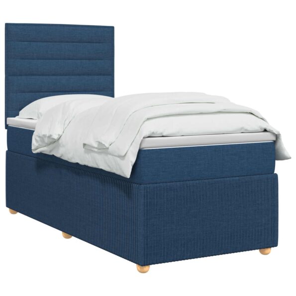 vidaXL LED boxspring posteľ s matracom Modrá 80 x 200 cm Látka – Obrázok 2
