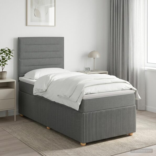 vidaXL LED boxspring posteľ s matracom Tmavosivá 90 x 190 cm Látka – Obrázok 12