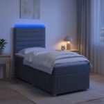vidaXL LED boxspring posteľ s matracom Tmavosivá 90 x 190 cm Látka – Obrázok 4