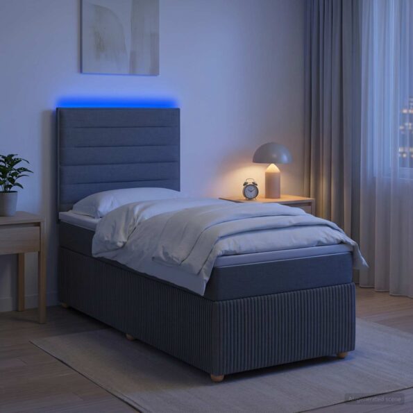 vidaXL LED boxspring posteľ s matracom Tmavosivá 90 x 190 cm Látka – Obrázok 4