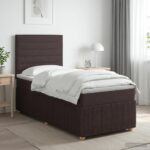vidaXL LED boxspring posteľ s matracom Tmavohnedá 90 x 200 cm Látka