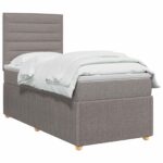 vidaXL LED boxspring posteľ s matracom Sivohnedá 90 x 200 cm Látka – Obrázok 2