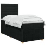 vidaXL LED boxspring posteľ s matracom Čierna 100 x 200 cm Látka – Obrázok 2