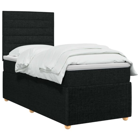 vidaXL LED boxspring posteľ s matracom Čierna 100 x 200 cm Látka – Obrázok 2