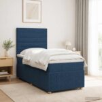 vidaXL LED boxspring posteľ s matracom Modrá 100 x 200 cm Látka – Obrázok 4