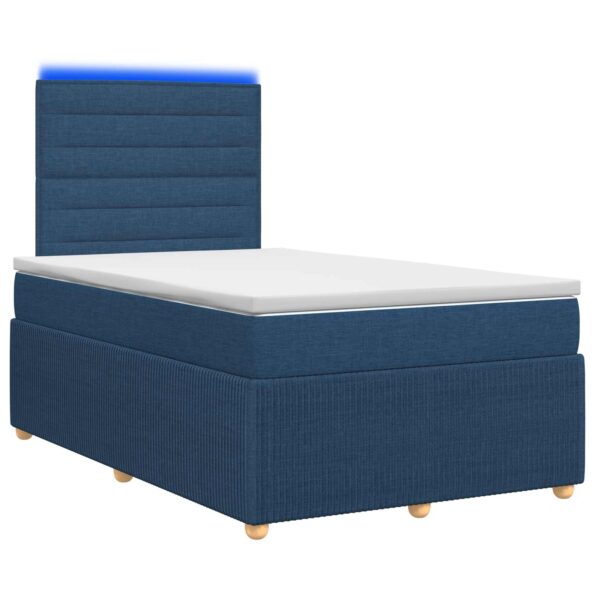 vidaXL LED boxspring posteľ s matracom Modrá 120 x 190 cm Látka – Obrázok 2