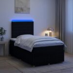 vidaXL LED boxspring posteľ s matracom Čierna 120 x 200 cm Látka – Obrázok 12