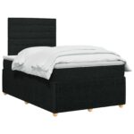 vidaXL LED boxspring posteľ s matracom Čierna 120 x 200 cm Látka – Obrázok 2