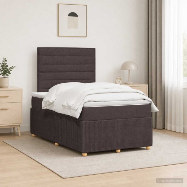 vidaXL LED boxspring posteľ s matracom Tmavohnedá 120 x 200 cm Látka – Obrázok 12