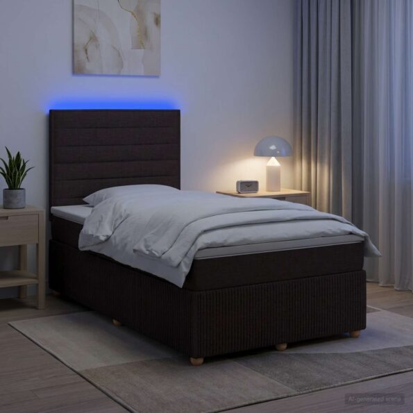 vidaXL LED boxspring posteľ s matracom Tmavohnedá 120 x 200 cm Látka – Obrázok 13