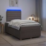 vidaXL LED boxspring posteľ s matracom Sivohnedá 120 x 200 cm Látka – Obrázok 13