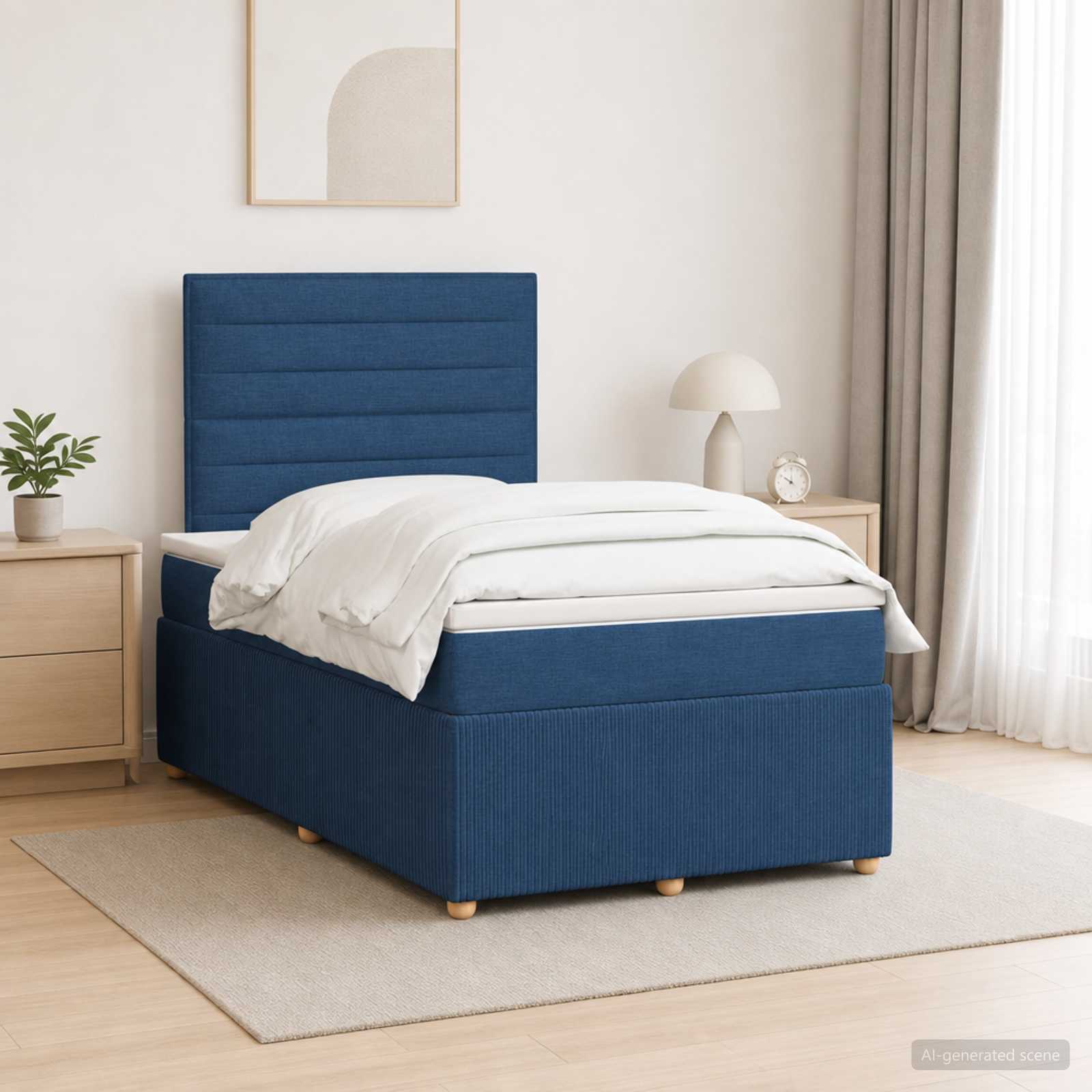 3455831_1.jpg vidaXL LED boxspring posteľ s matracom Modrá 120 x 200 cm Látka – Obrázok 1