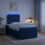 vidaXL LED boxspring posteľ s matracom Modrá 120 x 200 cm Látka – Obrázok 4