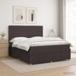 vidaXL LED boxspring posteľ s matracom Tmavohnedá 140 x 190 cm Látka