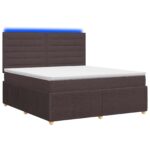 vidaXL LED boxspring posteľ s matracom Tmavohnedá 140 x 190 cm Látka – Obrázok 2