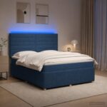 vidaXL LED boxspring posteľ s matracom Modrá 140 x 200 cm Látka – Obrázok 13