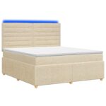 vidaXL LED boxspring posteľ s matracom Krémová 160 x 200 cm Látka – Obrázok 2