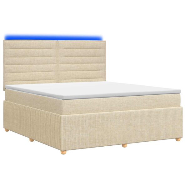 vidaXL LED boxspring posteľ s matracom Krémová 160 x 200 cm Látka – Obrázok 2