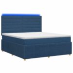 vidaXL LED boxspring posteľ s matracom Modrá 160 x 200 cm Látka – Obrázok 2