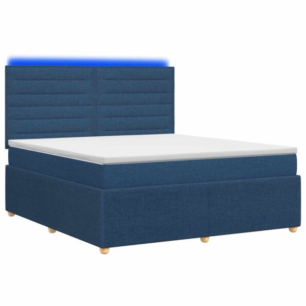 vidaXL LED boxspring posteľ s matracom Modrá 160 x 200 cm Látka – Obrázok 2