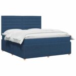 vidaXL LED boxspring posteľ s matracom Modrá 160 x 200 cm Látka – Obrázok 3