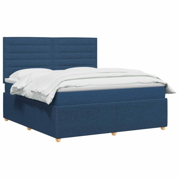 vidaXL LED boxspring posteľ s matracom Modrá 160 x 200 cm Látka – Obrázok 3