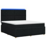 vidaXL LED boxspring posteľ s matracom Čierna 160 x 200 cm Látka – Obrázok 2