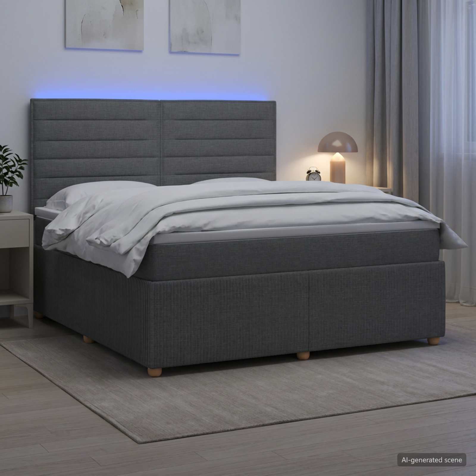 3455910_1.jpg vidaXL LED boxspring posteľ s matracom Tmavosivá 180 x 200 cm Látka – Obrázok 1