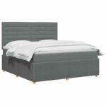 vidaXL LED boxspring posteľ s matracom Tmavosivá 180 x 200 cm Látka – Obrázok 2