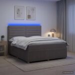vidaXL LED boxspring posteľ s matracom Sivohnedá 180 x 200 cm Látka