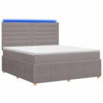 vidaXL LED boxspring posteľ s matracom Sivohnedá 180 x 200 cm Látka – Obrázok 2