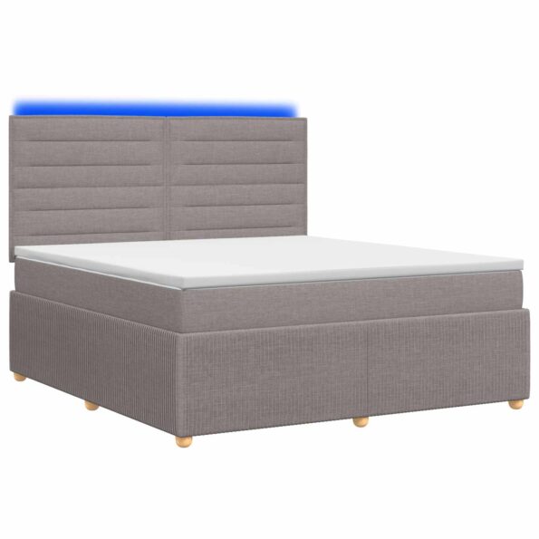 vidaXL LED boxspring posteľ s matracom Sivohnedá 180 x 200 cm Látka – Obrázok 2
