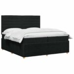 vidaXL LED boxspring posteľ s matracom Čierna 200 x 200 cm Látka – Obrázok 2