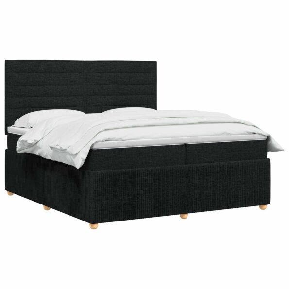 vidaXL LED boxspring posteľ s matracom Čierna 200 x 200 cm Látka – Obrázok 2