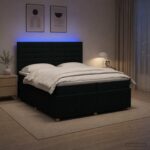 vidaXL LED boxspring posteľ s matracom Čierna 200 x 200 cm Látka – Obrázok 4